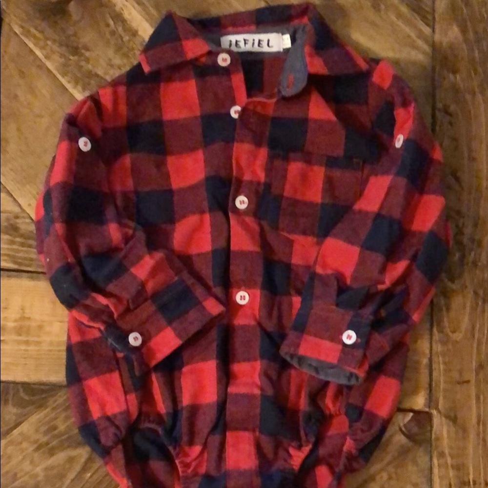 12 Month Boys Onesie Plaid Long Sleeves